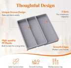 Lifewit Utensil Drawer Organizer, Expandable Cooking Silverware Tray for Kitchen Drawer, Adjustable Cutlery Flatware Holder, Plastic Spatula Tools and Gadgets Storage Divider, 3 Compartments, Gray