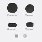 Gibson Elite Deerfield 16-Piece Stoneware Dinnerware Set – Matte Black Reactive Glaze Plates and Bowls, Stackable, Modern Design, Service for 4 – Microwave & Dishwasher Safe