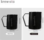 Brewista Precision Milk Frothing Pitcher, Steaming Jug, Coffee, Espresso Machine Accessories for Barista, Latte Art, Cappuccino, Stainless Steel Cup, 16 oz/480 ml, Matte Black