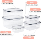 5 PCS Plastic Containers with Lids 94oz-10oz Freezer Containers for Food Storage，Airtight Fruit and Vegetable Storage, Microwave Safe Stackable Storage for Snack Sandwich