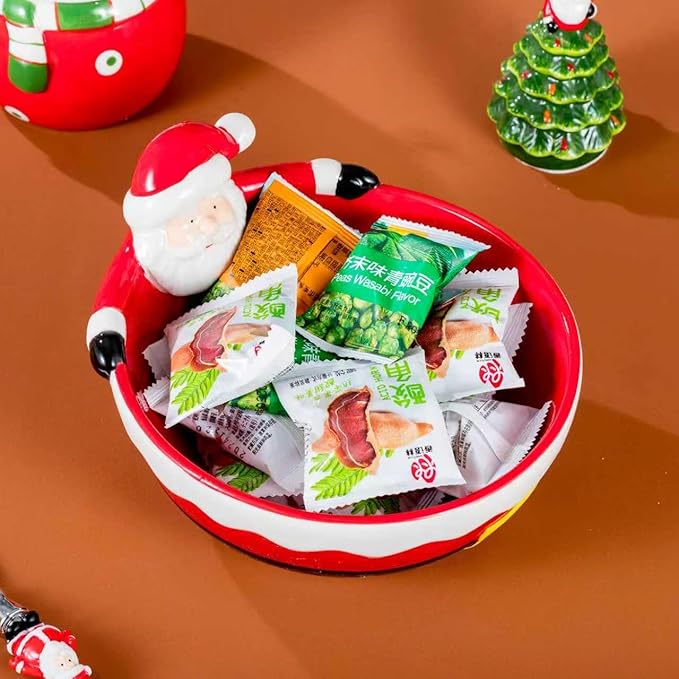 Large Ceramic Santa Candy Bowl – Christmas Decorative Snack Dish for Holiday Table Centerpiece, Santa Claus Shaped Holiday Treat Bowl for Parties, Kitchen, or Living Room Decor