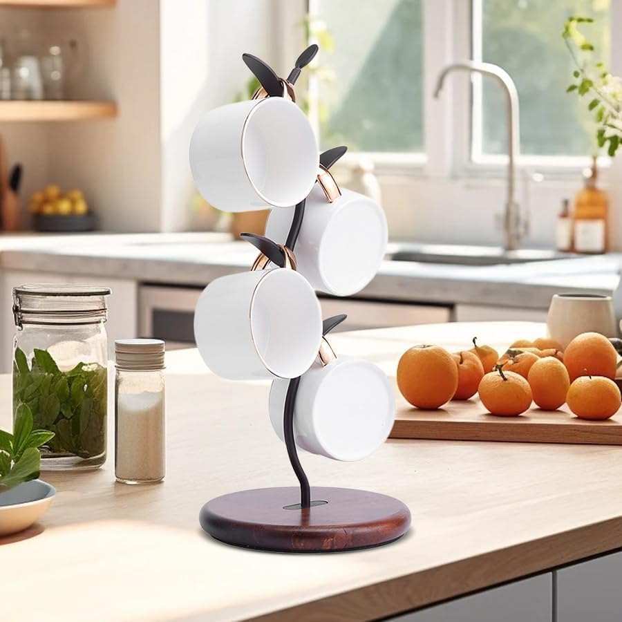 Simcat Mug Holder, Coffee Mugs/Tea Cup Storage Rack Stand, Countertop Mug Tree,Upgraded Stable Mug Stand for Kitchen Counter Cabinet Cafe Black Brow