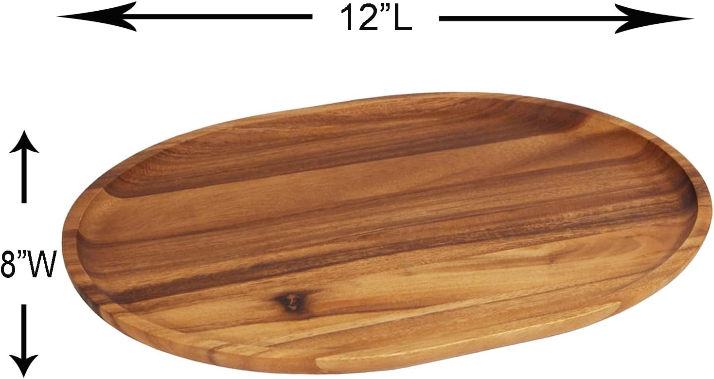 Woodard & Charles Medium Acacia Oval Tray, 8" W x 12L