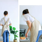 NEWGEM Japanese Linen Cross Back Cooking Aprons for Women Men with Pockets Cute for Baking Kitchen