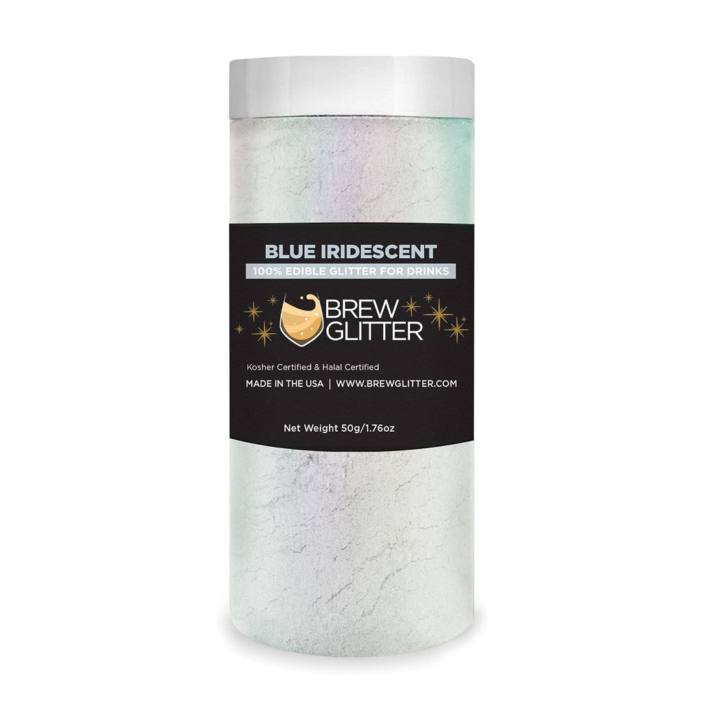 Blue Iridescent BREW GLITTER Edible Glitter For Drinks, Cocktails, Beer, Garnish Glitter & Beverages || 100% Edible & Food Grade | Vegan, Gluten, Nut Free (50g, Blue Iridescent)