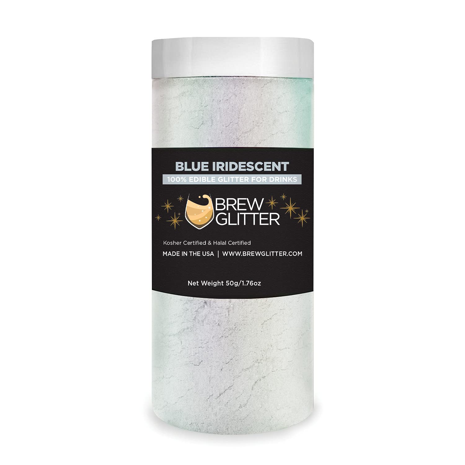 Blue Iridescent BREW GLITTER Edible Glitter For Drinks, Cocktails, Beer, Garnish Glitter & Beverages || 100% Edible & Food Grade | Vegan, Gluten, Nut Free (50g, Blue Iridescent)