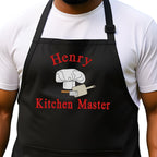 Personalized Chef Apron for Men, Custom Embroidered Design, Professional Kitchen Cooking BBQ Grilling for Dad, Decorated in USA