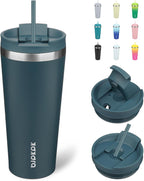 BJPKPK 22oz Stainless Steel Insulated Tumbler With lid And Straw Travel Coffee Thermal Tumblers Cup For Women And Men,Navy Blue