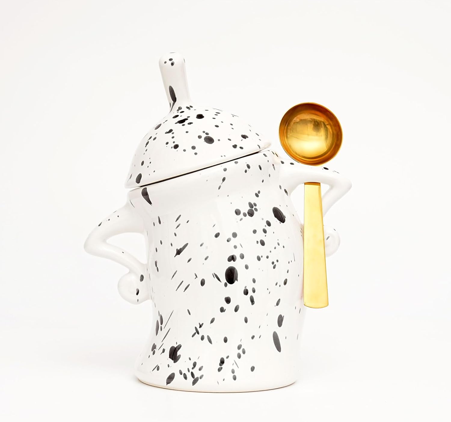 Canister With Attitude,Large Capacity Cute Sassy Storage Canister,Interesting food jars, stylish airtight large ceramic lids, coffee, tea, sugar and spice storage jars with spoons (Black and white)