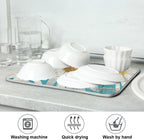 Daisy On Old Wooden Board Dish Drying Mat for Kitchen Counter Turquoise Wood Drying Mat 18 x 24 Inch with High Absorbent Reversible Microfiber Dish Drying Pad Drainer Mat for Coffee Bar