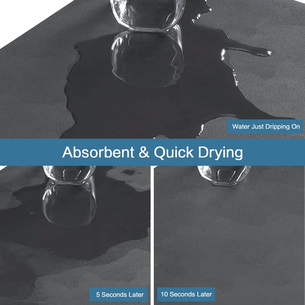 Gray Dish Drying Mat 16''x24'', Absorbent Anti Spill Bar Mat for Kitchen Counter, Fits Under Coffee Maker & Espresso Machine