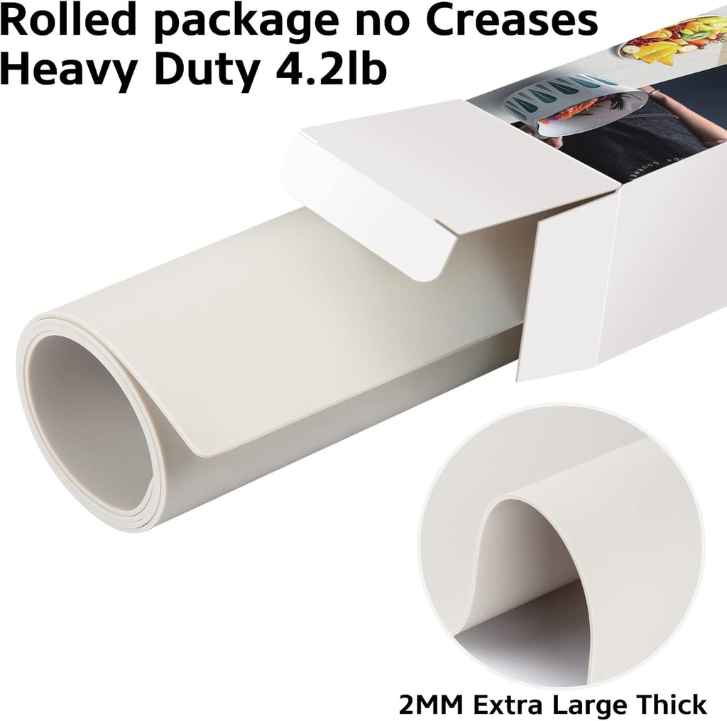 Silicone Mat Heat Resistant Mats for Countertop, Multipurpose Large Silicone Mats for Crafts Kitchen Workbench Size 48x24 inches Thick 2mm,Rolled Package,Beige