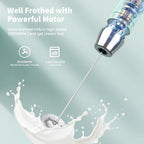 Maestri House Rechargeable Milk Frother with 3 Heads, LunaFro AS Handheld Electric Foam Maker Waterproof Detachable Stainless Steel Whisk Drink Mixer Foamer with Stand for Lattes, Cappuccino, Egg