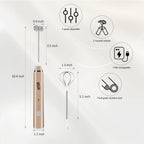 Delm Milk Frother Electric USB Stainless Steel Accessory - Frother Wand Foam Maker for Lattes - Milk Frother Handheld for Cappuccino, Frappe, Matcha, Hot Chocolate - Frother for Coffee (beige/gold)