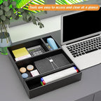 Black Bamboo Drawer Organizer - Silverware&Utensil Holder Organizer for Kitchen Drawers, Multi-Use Drawer Dividers Boxes for Bathroom Counter，Cabinet, Garage, Office Desk, Makeup, Jewelry (12*6*2.5)