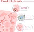 2 Pcs Summer Beach Chocolate and Fondant Silicone Molds, DIY Candy Sandcastles for Parties (Pink and Blue)