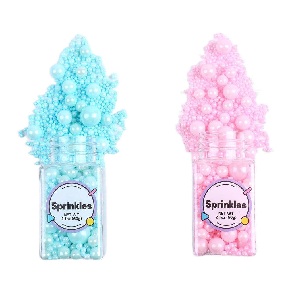 Edible Pink and Blue Sprinkles for Cake Decorating, Pink Pearl Sprinkles, Blue Pearl Sugar Sprinkles for Macaron, Cake, Cupcake, Waffles, Cookies, and Ice Cream(120g/4.2oz)