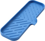 Silicone Bathroom Soap Dishes with Drain Spout-Bathroom and Kitchen Sink Organizer,Sponge Holder,Dish Soap Tray,Perfect for Dispenser,Scrubber,Bottle,Cup on Sink or Counter-Lichen Blue 12"×4"