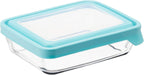 Anchor Hocking TrueSeal Glass Food Storage Containers with Mineral Blue Airtight Lids, 6 Cup Capacity (48 Oz), Rectangle, Pack of 4