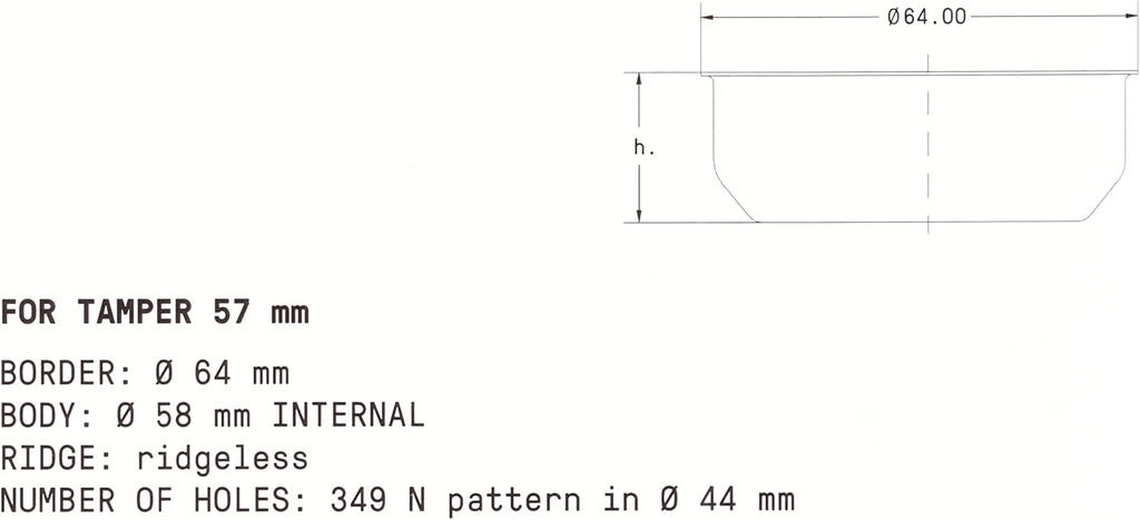 IMS Precision 14-16g Filter Basket compatible with Lelit and Ascaso 57mm group head portafilters