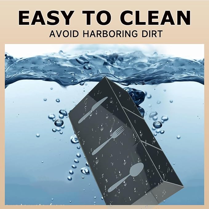 Silverware Organizer Countertop,Acrylic Small Silverware Caddy for Countertop,Knife Fork and Spoon Organizer for Kitchen Storage,Cabinet and Dining Room(Black)