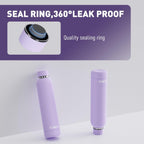 Slim Insulated Water Bottles for Travel 25oz with Clip, Double Wall Vacuum Stainless Steel Water Bottle Keeps Drinks Cold 24 Hrs/Hot 12 Hrs, 100% Leakproof, BPA Free(Purple)