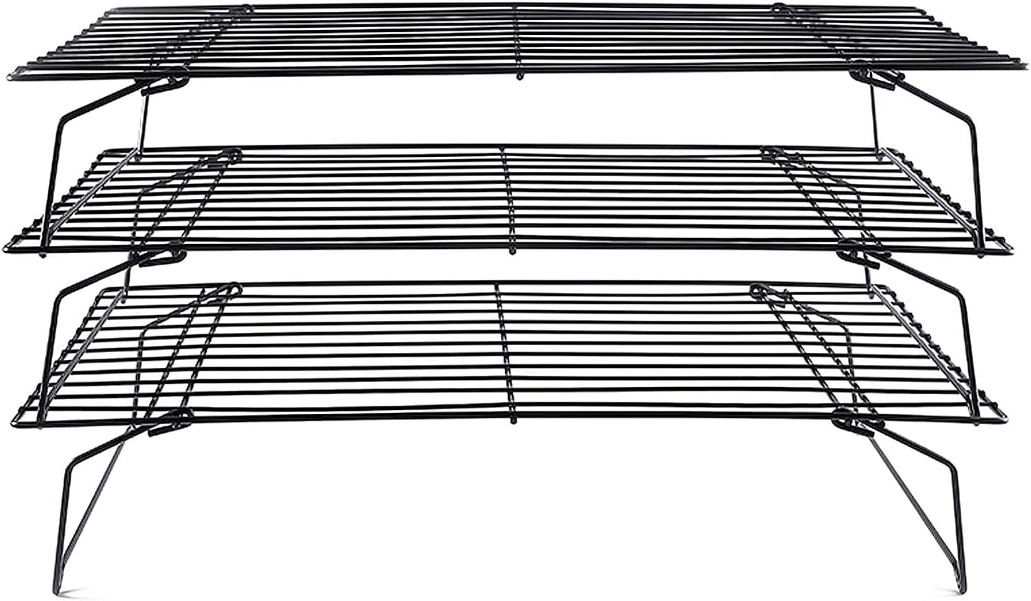 Cooling Rack, 3-Tier Stainless Steel Stackable Baking Cooking Cooling Racks for Cooling Roasting Grilling, Collapsible & Heavy Duty, Oven & Dishwasher Safe