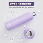 Slim Insulated Water Bottles for Travel 32oz with Clip, Double Wall Vacuum Stainless Steel Water Bottle Keeps Drinks Cold 24 Hrs/Hot 12 Hrs, 100% Leakproof, BPA Free(Purple)