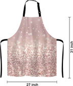 Rose Gold Rainbow Glitter Bib Apron with Adjustable Neck for Men Women,Suitable for Home Kitchen Cooking Waitress Chef Grill Bistro Baking BBQ Apron