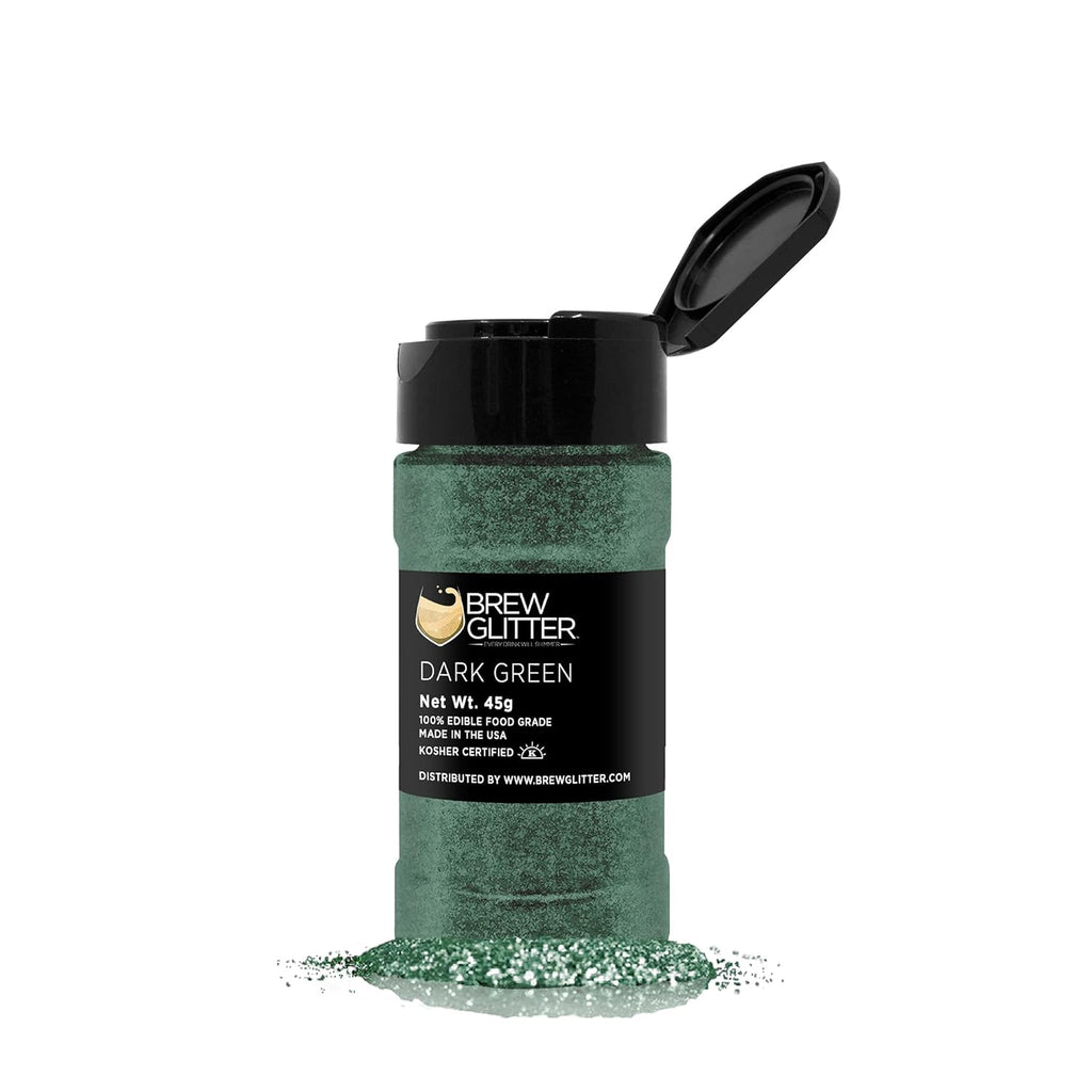 Dark Green BREW GLITTER Edible Glitter For Drinks, Cocktails, Beer, Garnish Glitter & Beverages | KOSHER & HALAL Certified | 100% Edible & Food Grade | Vegan, Gluten, Nut Free (45g Shaker, Dark Green)