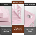 Wican Guest Towel Holder Tray for Bathroom, Oak and Iron Napkins Holder for Powder Room Dinning Table Wooden Basket for Disposable Paper Hand Towels Totally Pink