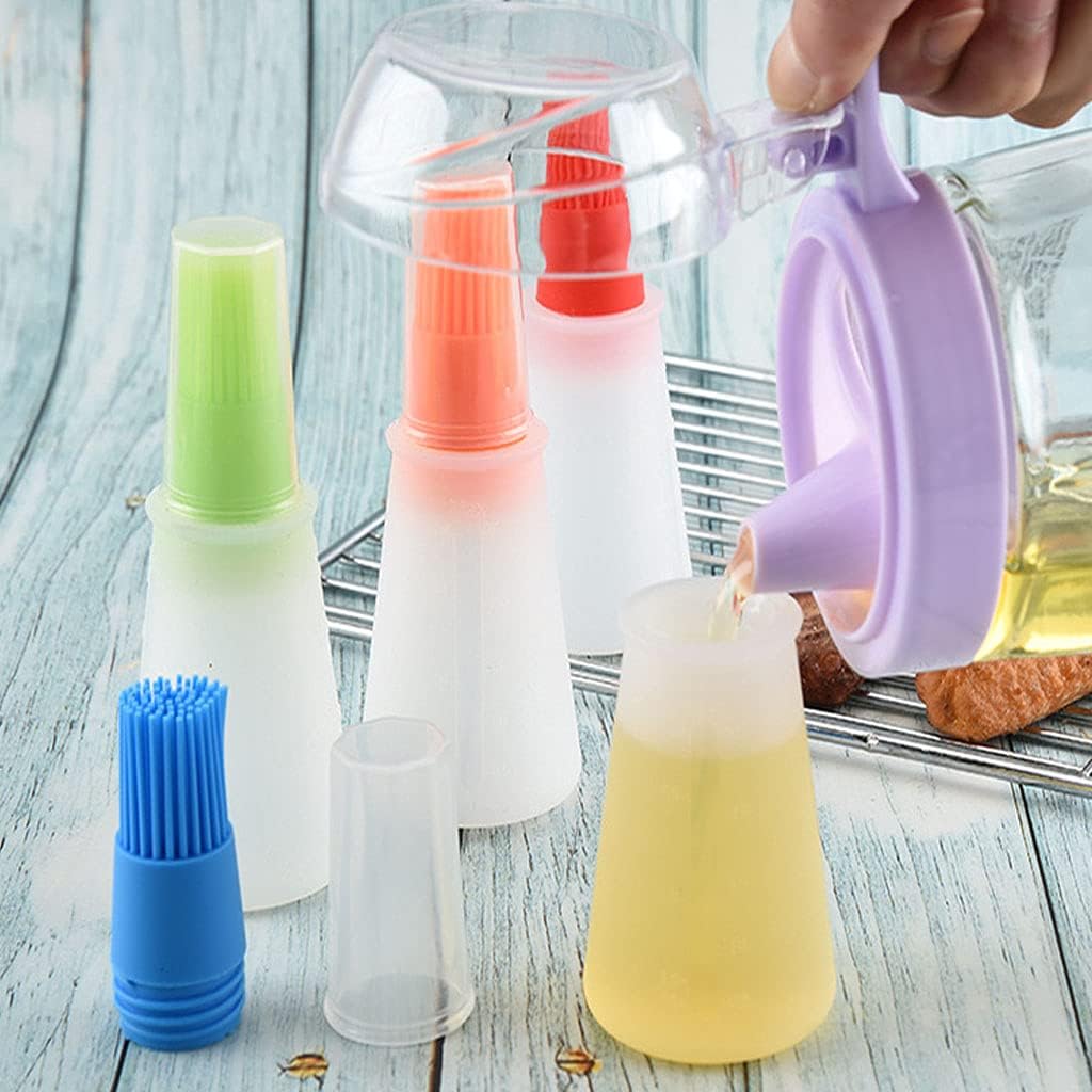 Silicone Oil bottle brush，BBQ/Pastry Basting Brushes,Silicone Cooking Grill Barbecue Baking Pastry Oil/Honey/Sauce Bottle Brush (4 PCS,blue)