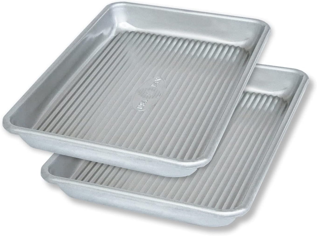 USA Pan Bakeware Mini Sheet Baking Pan Warp Resistant with Nonstick Quick Release Coating, Aluminzed Steel, Set of 2