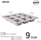 Brownie Cake Pan, 9-Cavity Non-Stick Square Muffin Pan Blondie Bakeware for Oven Baking (Champagne Gold)