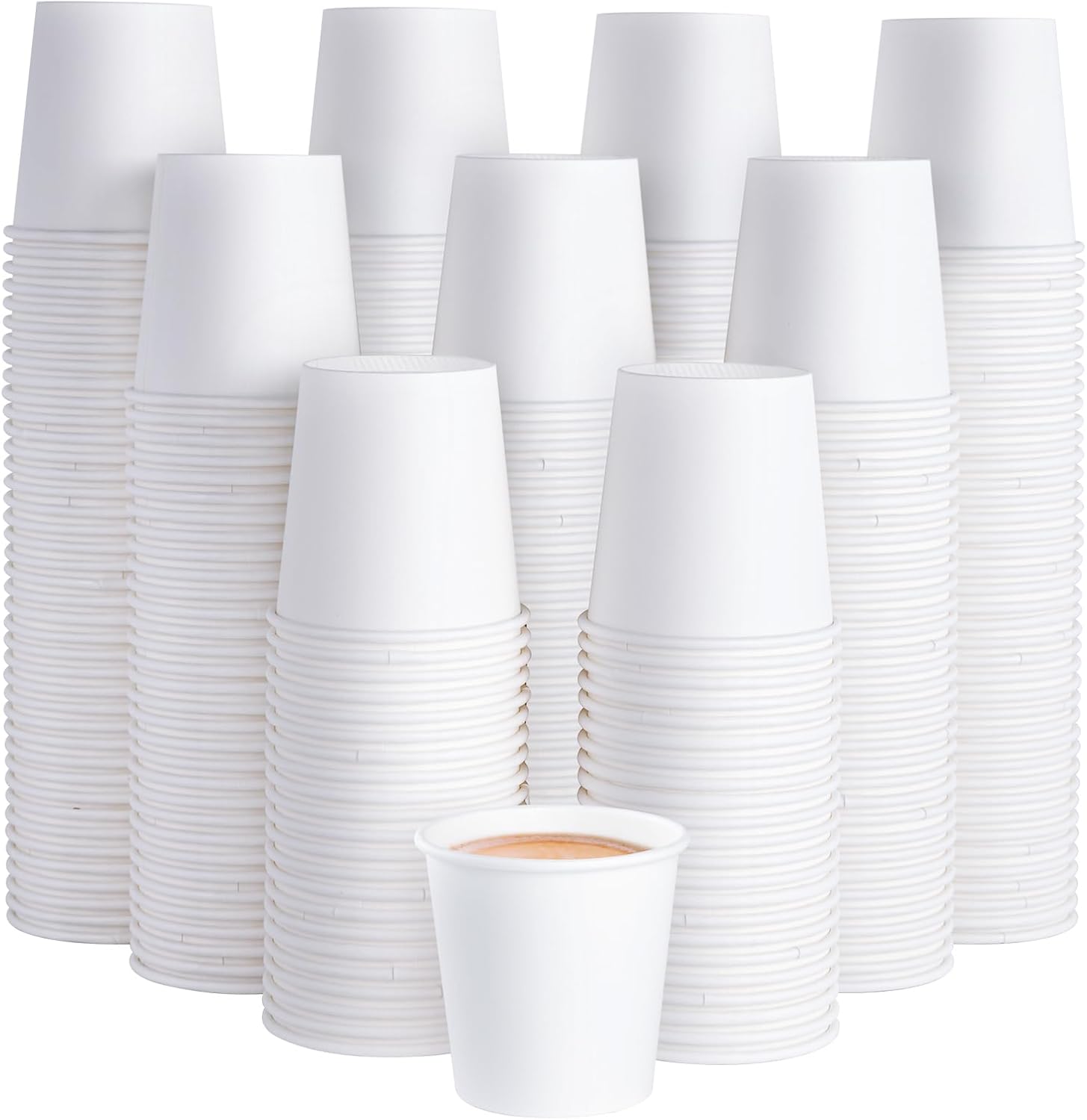 JOLLY PARTY 300 Pack 4 oz Disposable Paper Coffee Cup, Hot/Cold Beverage Drinking Cups for Water, White Hot Paper Coffee Cups