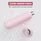 Slim Insulated Water Bottles for Travel 32oz with Clip, Double Wall Vacuum Stainless Steel Water Bottle Keeps Drinks Cold 24 Hrs/Hot 12 Hrs, 100% Leakproof, BPA Free(Pink)