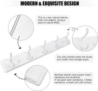 Wooden Coat Rack, Wall-Mounted Organizer for Closet, Entryway, Hallway, Foyer, Bedroom, Heavy Duty Double Hooks for Hanging Towels, Bags, Hats, Jackets, Key (White, 5 Hooks)