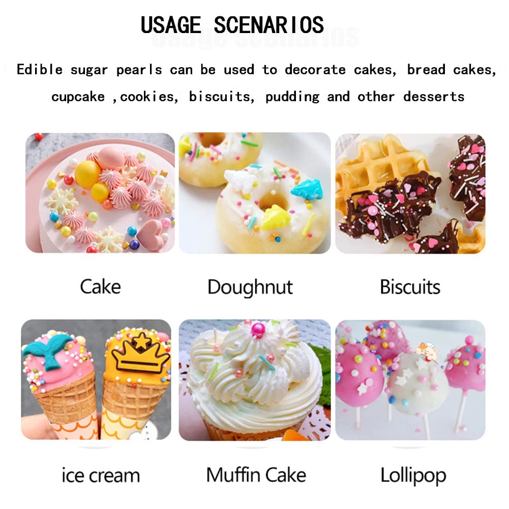 Edible Silver Sugar Pearls Candy Sprinkles 120G/ 4.23Ounce Baking Cake Sprinkles Cupcake and Cake Topper Cookie Decorations Wedding Party Valentines Halloween Christmas Supplies