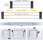 Tomorotec Adjustable Over-The-Sink Kitchen Rack for Dishcloths, Sponges, Bottles and Brushes - Heat-Resistant Stainless Steel with Slim, Expandable Design and Multifunctional Silicone Holder