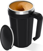 Self Stirring Coffee Mug with Temperature Display, 15oz Automatic Magnetic Mixing Cup, Rechargeable Travel Mug for Coffee, Milk, Cocoa - (Black)