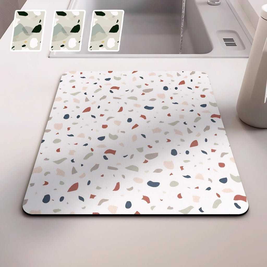 Dish Drying Mat - Absorbent Countertop Mat for Coffee Maker, Expresso Machine, Kitchen Use (01,16''×20'')