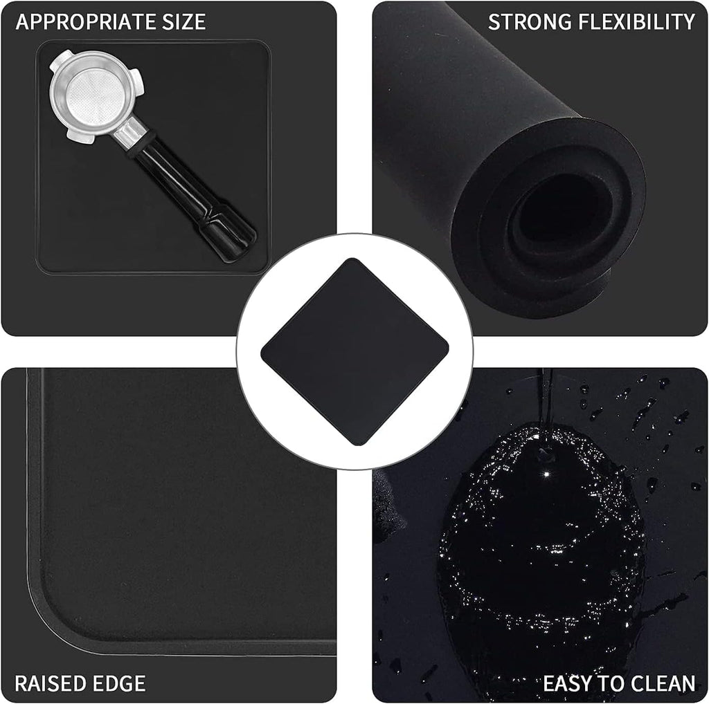 Coffee Tamper Mat for Portafilter - Silicone Tamping Pad -Espresso Machine Accessories (Black)