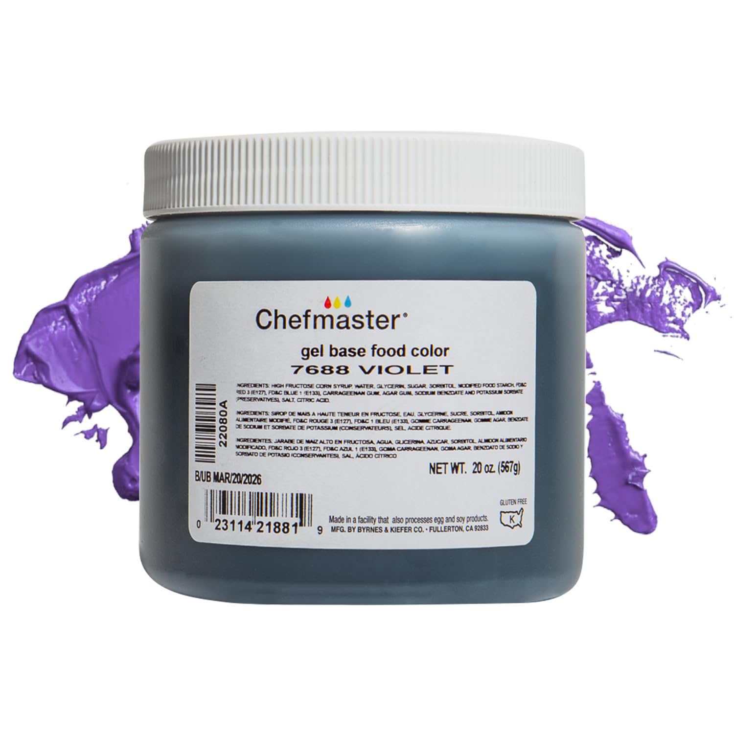 Chefmaster Violet Gel Food Coloring | Vibrant Color | Professional-Grade Dye for Icing, Frosting, Fondant | Baking & Decorating | Fade-Resistant | Easy-to-Use | Made in USA | 20 oz