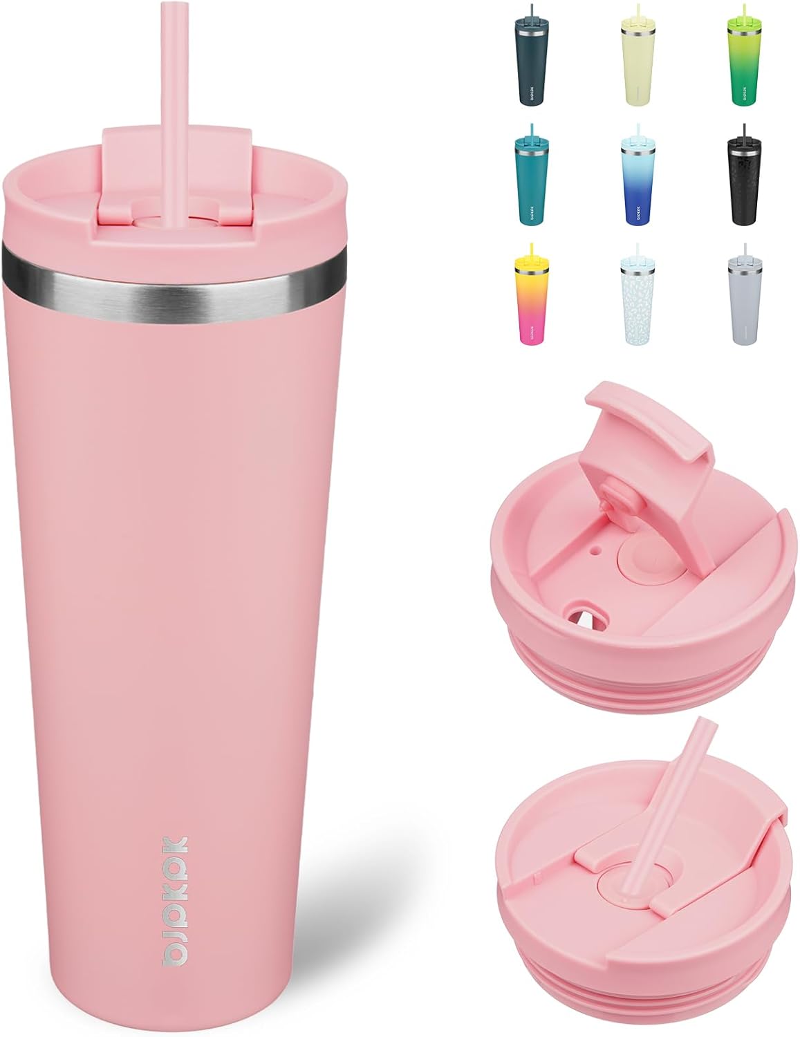 BJPKPK 26oz Tumbler With lid And Straw Stainless Steel Travel Coffee Mug Insulated Tumblers Cups,Light Pink