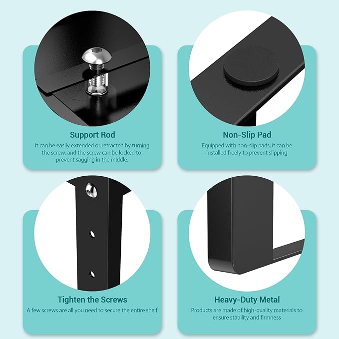 2 Pack Expandable Cabinet Organizer Shelves, 88lbs High Weight Capacity, Stackable Heavy-Duty Metal Storage Rack, Adjustable Cabinet Shelf for Kitchen, Pantry, Cupboard, Under Sink, Black