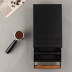 Espresso Knock Box Drawer with Handle Coffee Grounds Container Stainless Steel Coffee Knock Box Accessories (BLACK)