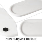 Koville Natural Marble Tray for Bathroom Decor Countertop, Vanity Tray Italy Oval Stone Trays for Candles Perfume, Storage Trays for Cosmetics, Jewelry, Decorative Tray for Dresser Organizer(White)