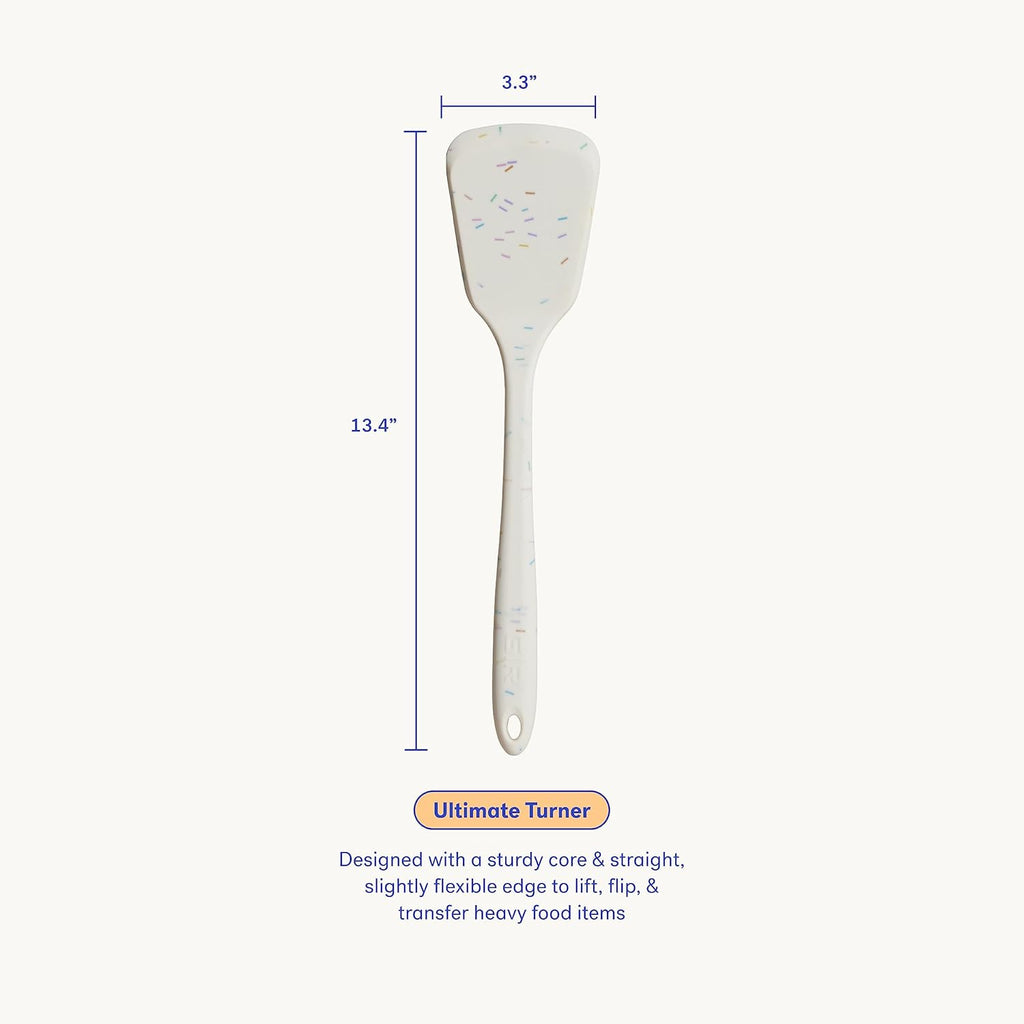 GIR: Get It Right Silicone Turner - Non-Stick Heat Resistant Silicone Spatula Turner for BBQs & Cookouts - Lifts, Flip, and Transfer Food Items - 13 Inch, Sprinkles