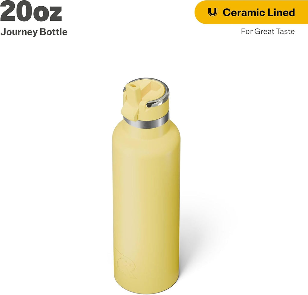 RTIC 20oz Journey Bottle Metal Stainless Steel Vacuum Insulated, BPA Free, Reusable, for Water, Hot and Cold Drinks, Travel, Sports, Camping, Sunlight