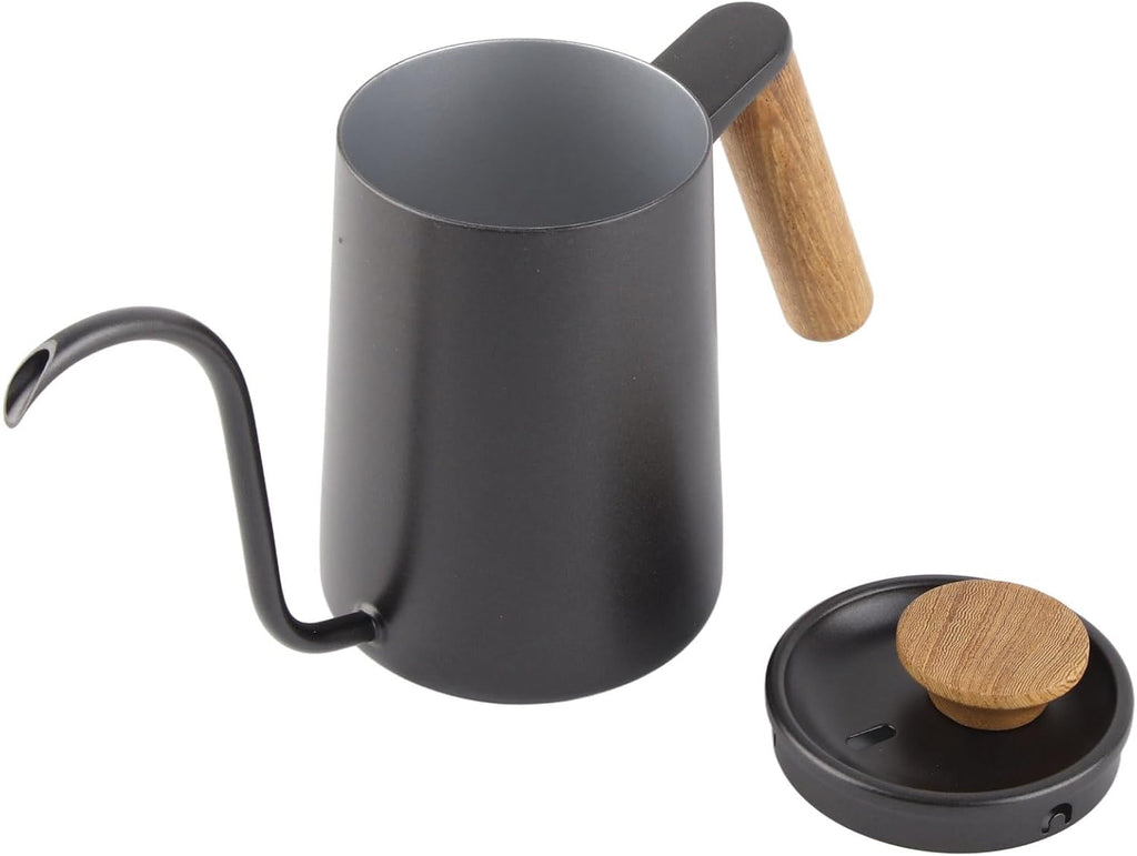 Pour Over Coffee Kettle 600ml - Stainless Steel Handle, Long Narrow Gooseneck Spout Drip Coffee Pot (Black)